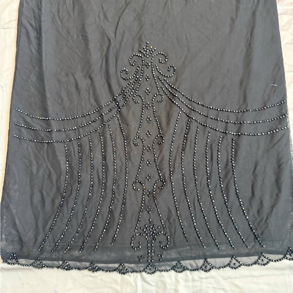 Jessica Black Beaded Mesh Midi Skirt Made in Canada - Picture 3 of 4
